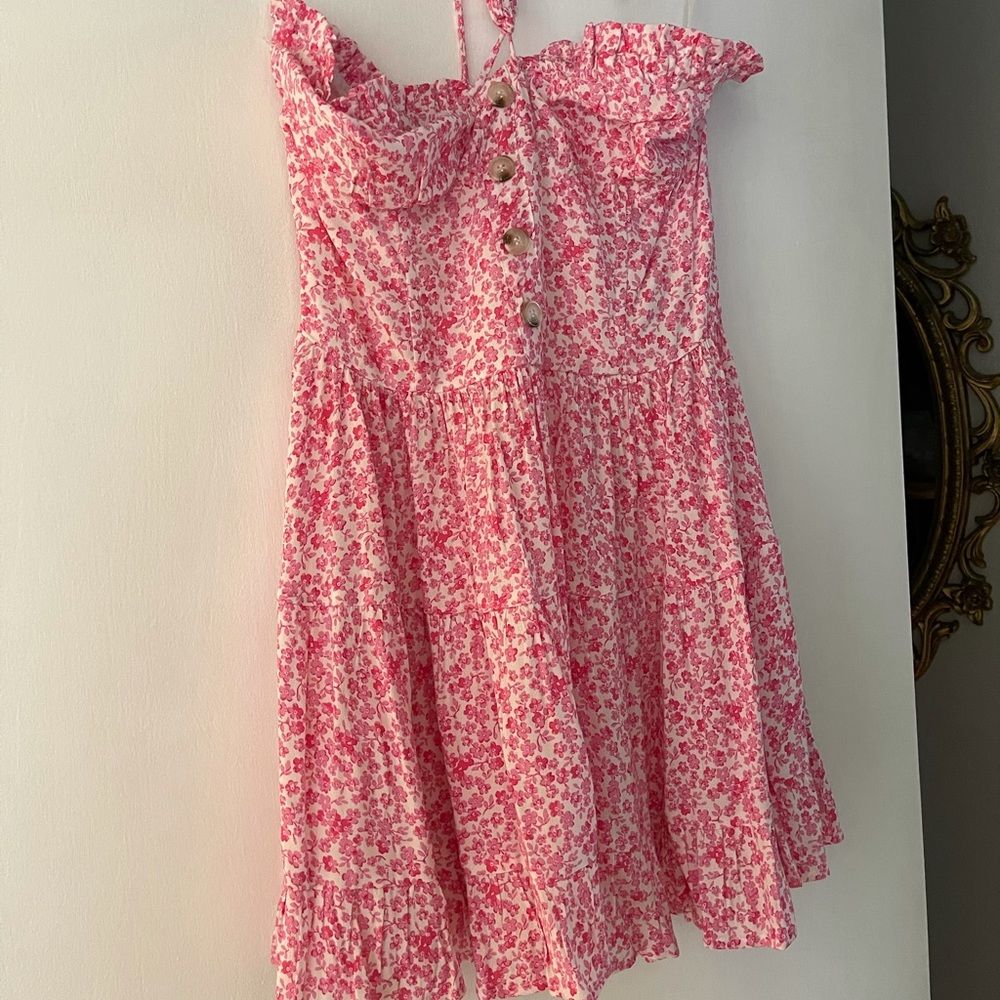 Floral strapless mini dress